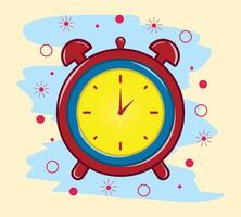 cute cartoon alarm clock icon with paint splashes on isolated background. vector