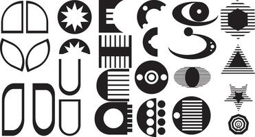 Vector set of Y2K elements and retro-futuristic graphic ornaments for decoration