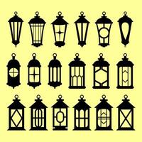 Set of Simple Vintage Lantern Silhouette vector