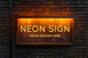 ai gegenereerd neon teken mockup Aan steen muur psd