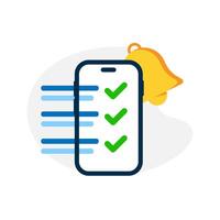 To do list reminder, Notification checklist on smartphone concept illustration flat design vector. modern graphic element for landing page ui, infographic, icon vector