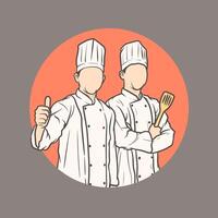 vector ilustración de dos cocineros en diferente poses