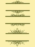 Simple set text frame green line art ornament decorative vector