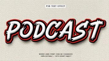 Podcast 3D Editable Text Style Effects psd