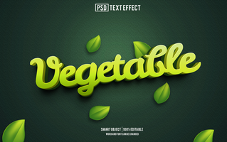 vegetable text effect, font editable, typography, 3d text. psd