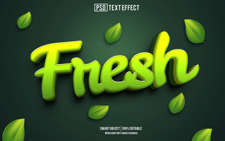 fresh  text effect, font editable, typography, 3d text psd