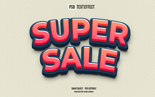super sale ext effect, font editable, typography, 3d text psd