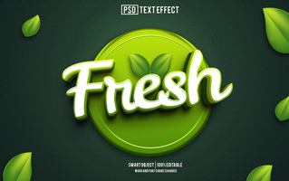 fresh  text effect, font editable, typography, 3d text psd