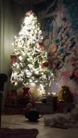 verticaal video van Kerstmis boom Bij huis
