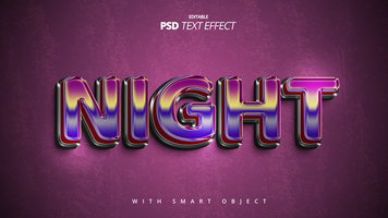 Night party 3d retro vintage text effect design psd