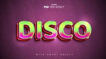 disco fiesta 3d texto efecto diseño psd