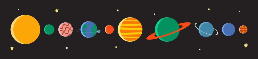 Solar system. Space background. Vector illustration.