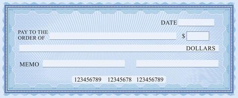 Blank Check - Business Cheque Design Color. Vector Illustration.