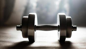 AI generated Dumbbell silhouette in sport concept for fitness, gym, exercise and training. photo