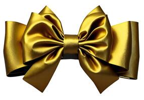 AI generated Decorative golden bow isolated on background. Design element for gift photo