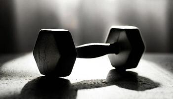 AI generated Dumbbell silhouette in sport concept for fitness, gym, exercise and training. photo