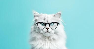 ai generado inteligente gato en lentes foto