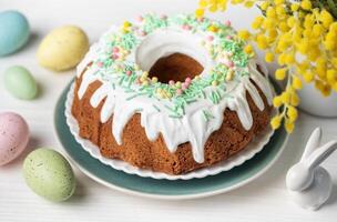 Easter Bundt Cake with Easter Eggs photo