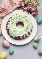 Easter Bundt Cake with Easter Eggs photo