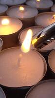 Vertical Video of Small Burning Candles