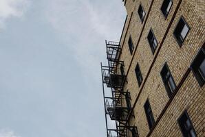 Old brick wall with windows photo