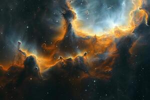 AI generated Majestic Spiral Galaxy Gleaming Amidst a Sea of Stars in the Cosmos photo