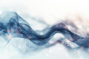 AI generated Ethereal Blue Wavy Fabric Floating Against a Softly Lit Bokeh Background photo