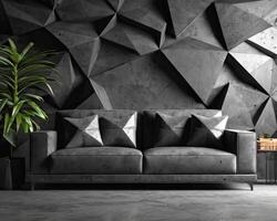 AI generated Stylish sofa against the background of a concrete wall photo