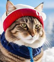 AI generated Funny Cat wearing hat photo