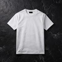 AI generated Top view of white T-Shirt photo