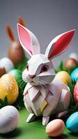 AI generated Photo Of Easterthemed Paper Crafts And Origami Easter Background Easter Celebration Bunny Eggs Resurrection Chocolate Spring Cross Sunday Jesus 16 9. AI Generated