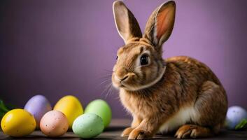ai generado foto de Conejo y Pascua de Resurrección chocolate. ai generado