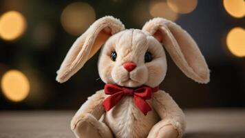 AI generated Photo Of Cuddly Vintage Rabbit Toy. AI Generated