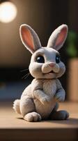 AI generated Photo Of Stopmotion Cartoon Bunny Waking Up. AI Generated