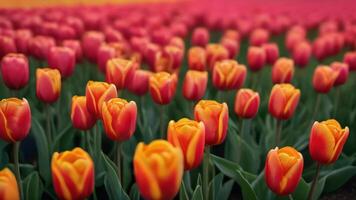 AI generated Photo Of Close Up Tulip Field. AI Generated