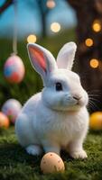 ai generado foto de el Pascua de Resurrección conejitos mundo maravilloso de oculto huevos. ai generado