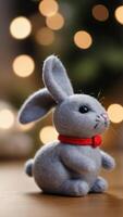 AI generated Photo Of Cute Felt Bunny Statues. AI Generated