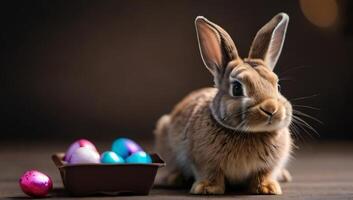 ai generado foto de Conejo y Pascua de Resurrección chocolate. ai generado