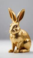 AI generated Photo Of Golden Rabbit Or Rabbit Made Of Gold As An Animal Of Lucky Sign Isolated On White Or White Background. AI Generated