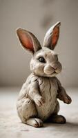 AI generated Photo Of Shabby Antique Bunny Rabbit Vintage Toy Isolated On White Background. AI Generated