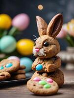 AI generated Photo Of Cookies And An Easter Bunny. AI Generated