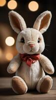 AI generated Photo Of Cuddly Vintage Rabbit Toy. AI Generated