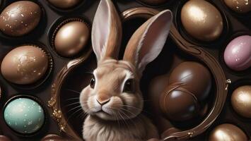 AI generated Photo Of Rabbit And Easter Chocolate. AI Generated