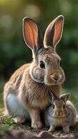 AI generated Photo Of Mother Bunny  Baby Bunnies. AI Generated