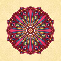 Ornament beautiful card with floral round colorful mandala vector illustration