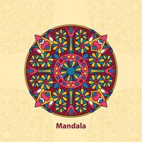 Ornament beautiful card with floral round colorful mandala vector illustration