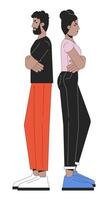 Disagreement couple african american line cartoon flat illustration. Black adults 2D lineart characters isolated on white background. Emotional expressing, body language scene vector color image