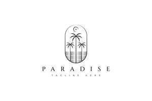 costero palma playa contemporáneo isla paraíso concepto logo Insignia vector