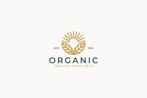 Organic Logo Abstract Sun and Leaf Nature Agriculture Farm Concept vector