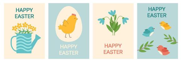 Set of backgrounds with Easter elements. Spring concept. Easter concept. vector